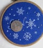 Hand Embroidered Snowflake Hoop Decoration, Snow Decoration - Image 3