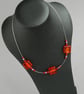 Red Fused Glass Necklace - Bright Red Glass Jewellery  - Simple Red Necklaces - Image 2