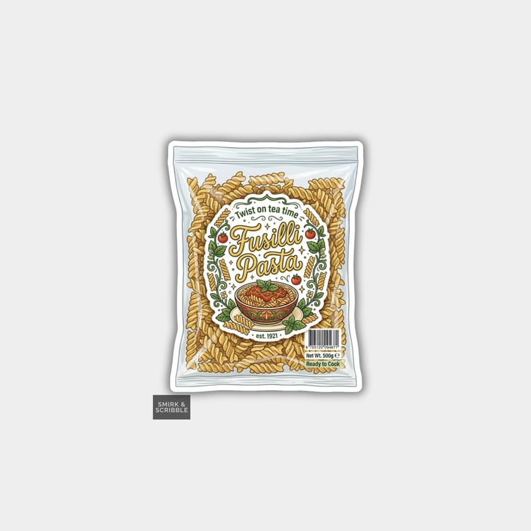 Grocery Food Vinyl Sticker For Adults - Fusilli Pasta