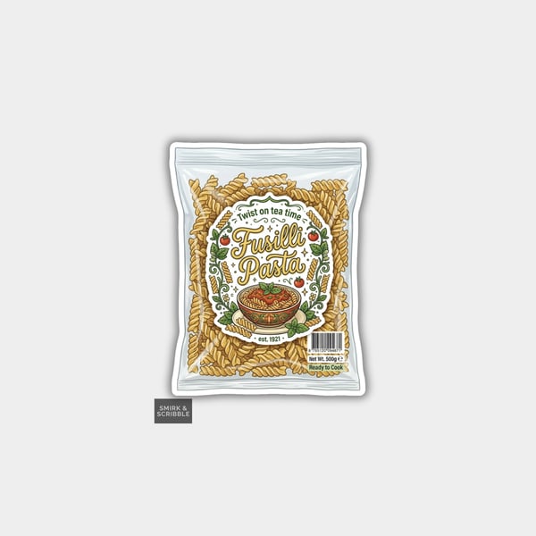 Grocery Food Vinyl Sticker For Adults - Fusilli Pasta