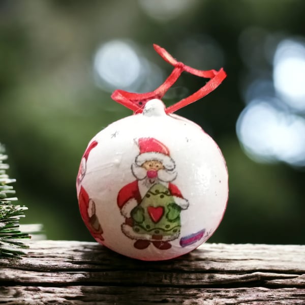 Jolly Santa Ceramic Bauble, Hanging Christmas O... - Folksy