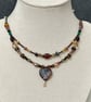 Multicolour Double-Strand Beaded Necklace with Radiating Heart Pendant - Image 3