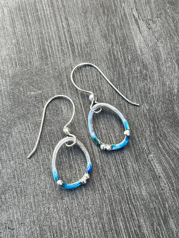 Enamel Earrings, pebble earrings, enamel jewellery, sea themed earrings, enamel,