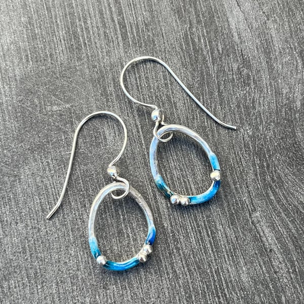 Enamel Earrings, pebble earrings, enamel jewellery, sea themed earrings, enamel,