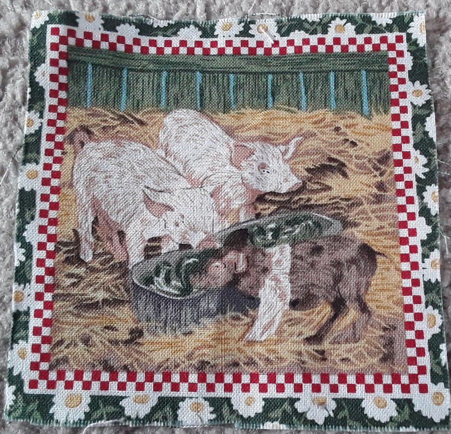 Pigs in the sty fabric squares. 100% cotton