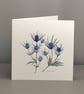 Blank greetings card from our original watercolour painting of Eryngium alpinium