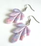 Pink & Lilac Silver Foil Polymer Clay Earrings, Stainless Steel Dangles