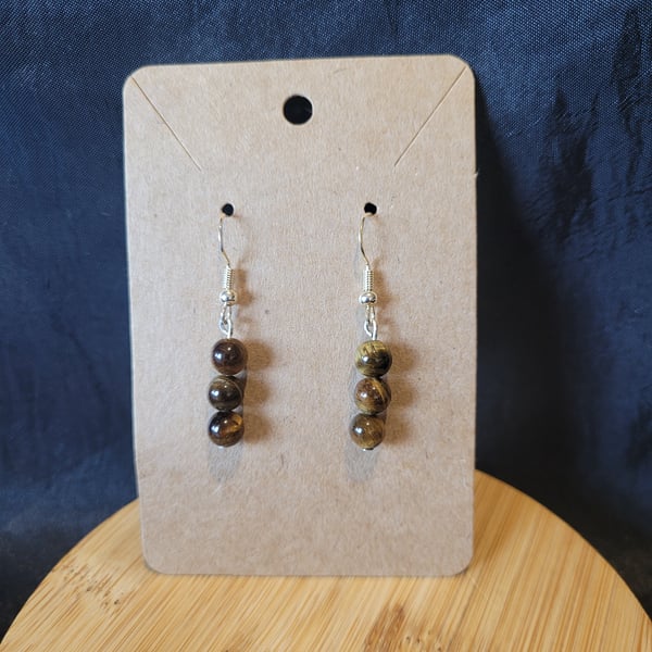 Crystal Earrings - Tigers Eye Balls