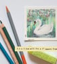Miniature - Swan on a lily pond, original art, bird miniature - Image 3