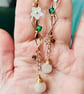 Statement Gold Plated Rose Quartz Botanical Dangles  - Image 4