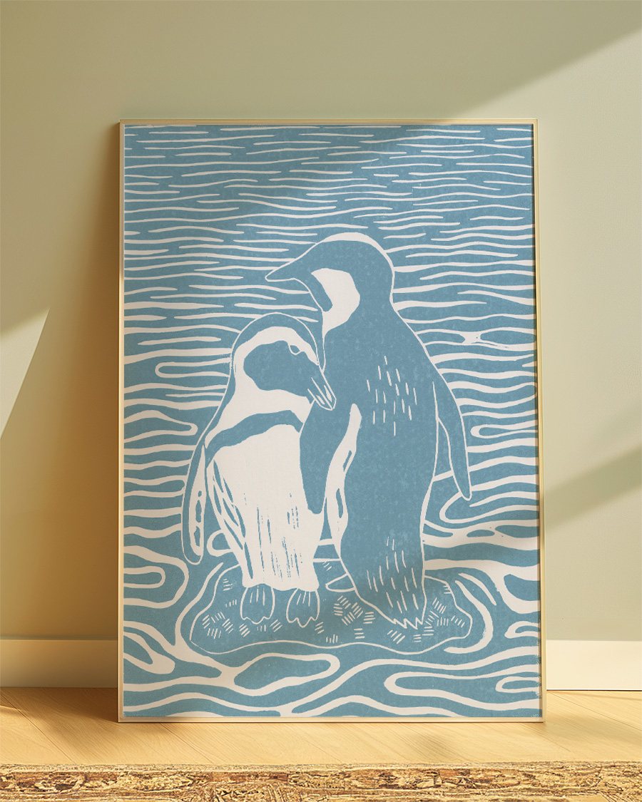 'Penguins in Love' Art Print - A4