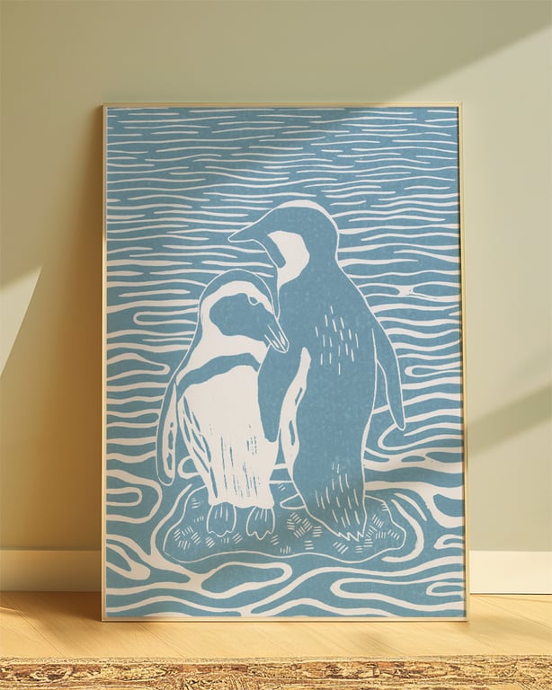 'Penguins in Love' Art Print
