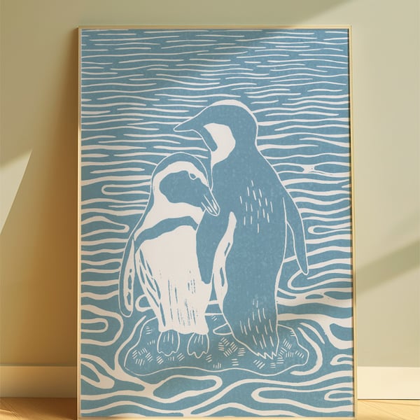 'Penguins in Love' Art Print