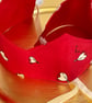 Set of 4 red and cream Skandi-style Christmas party crowns with velvet ribbons - Image 2