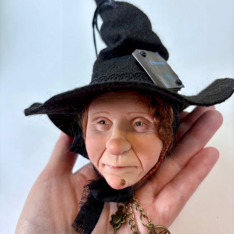 Witch, polymer clay witch, ooak sculpture, hanging witch ornament 