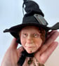 Witch, polymer clay witch, ooak sculpture, hanging witch ornament 