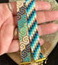 Handmade Beadwork Geometric Cuff Bracelet in Turquoise, Navy, White & Gold  - Image 7