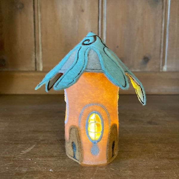 Small felt battery tea light Fairy house. 