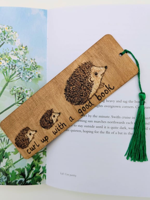 Cute hedgehogs, wooden bookmark,  pyrography, gift for a nature lover  