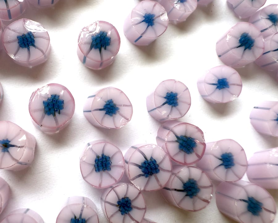 Pink flower murrini made with Bullseye 90coe glass