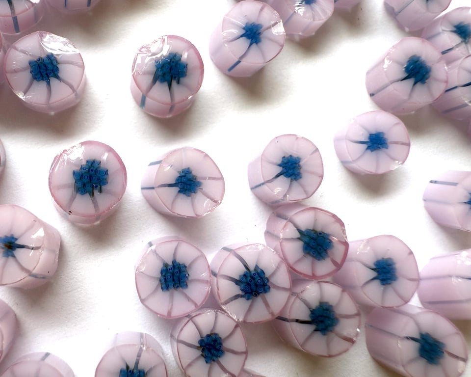 Pink flower murrini made with Bullseye 90coe glass