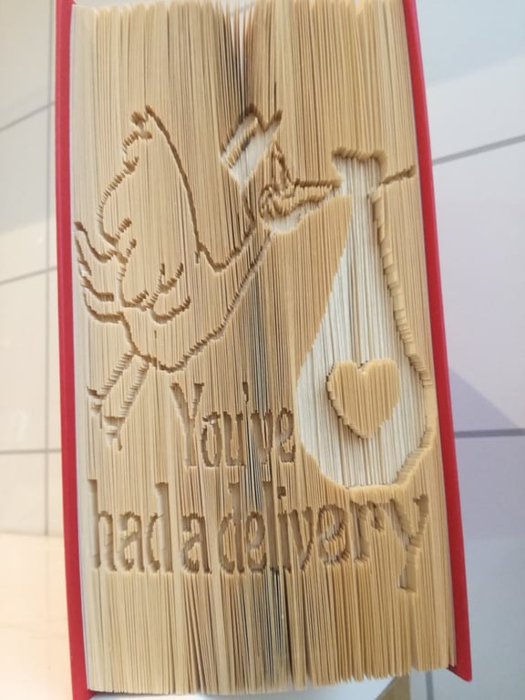 Stork - You've had a delivery CUT & FOLD Book Folding Pattern - EMAILED PDF