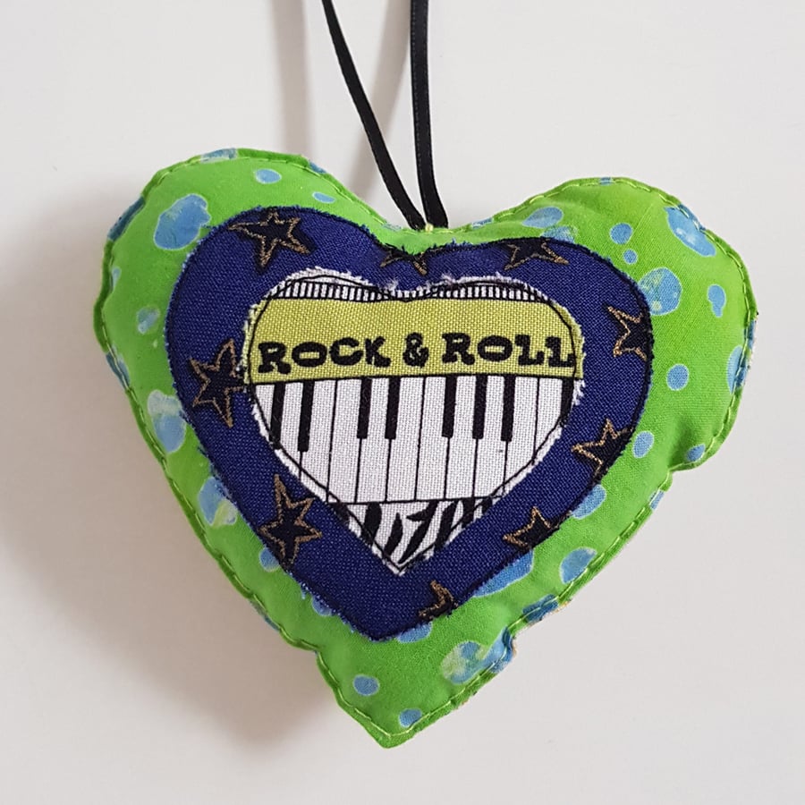 Rock and Roll Piano Hanging Heart Decoration For Music Lovers