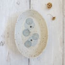 SOAP DISH hand-built stoneware pottery in matt white and blue