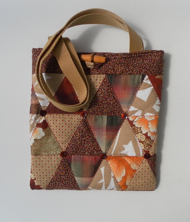 Quilted, Brown Tote, Shoulder Bag, Handbag, Tablet Bag