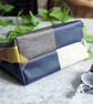 Oilcloth Make-up Bag. Geometric Print Cosmetics or Toiletries Pouch - Navy - Image 5