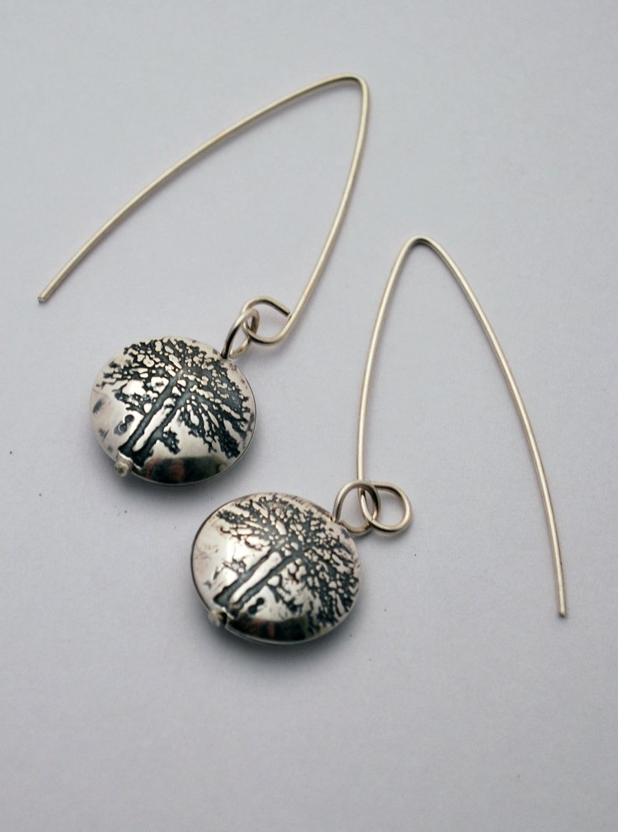 sterling silver tree capsule drop earrings