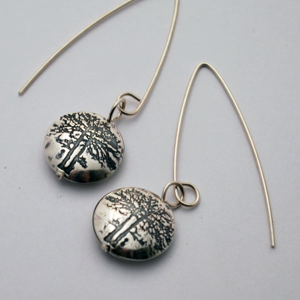 sterling silver tree capsule drop earrings