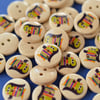 15mm Wooden Rainbow Penguin Buttons 10pk Kids Buttons (SAN4)