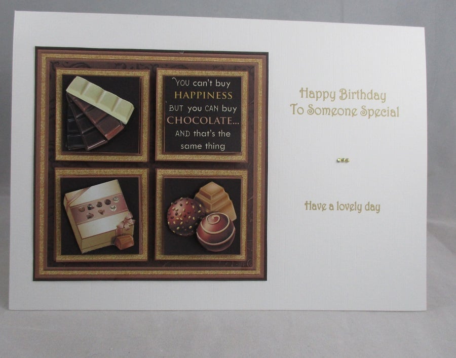 Chocolate Birthday Card, 3D, Personalise,Handmade