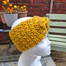 Crochet mustard yellow ear warmer, handmade twisted head band