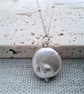 Natural Pearl Necklace, Sterling Silver Satellite Chain, Coin Pearl Pendant - Image 4