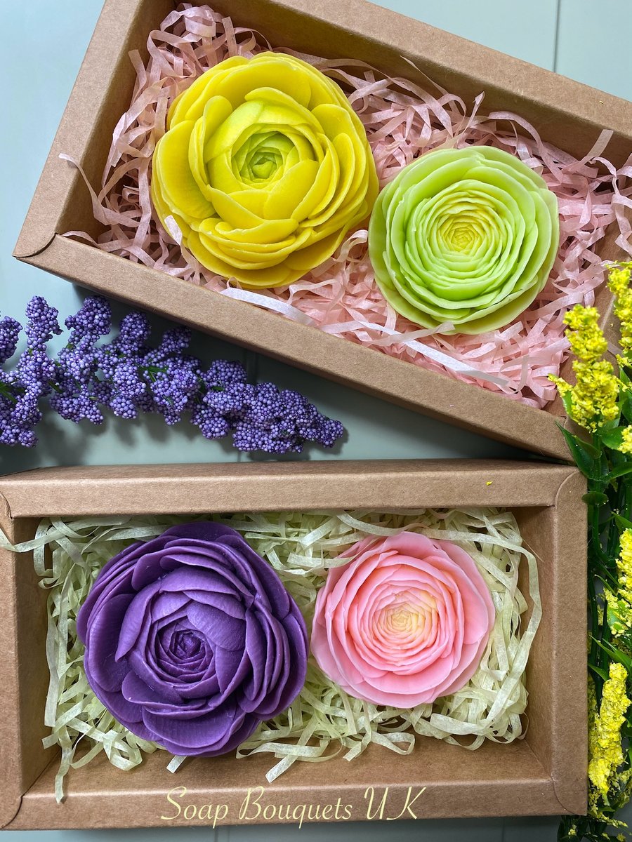 Handmade Buttercup Soap Flowers: Gift Box for All Occasions, Ranunculus Soap