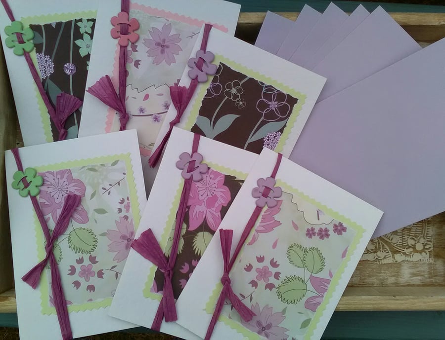 SPECIAL! 6 X BLANK LETTER CARDS Flower