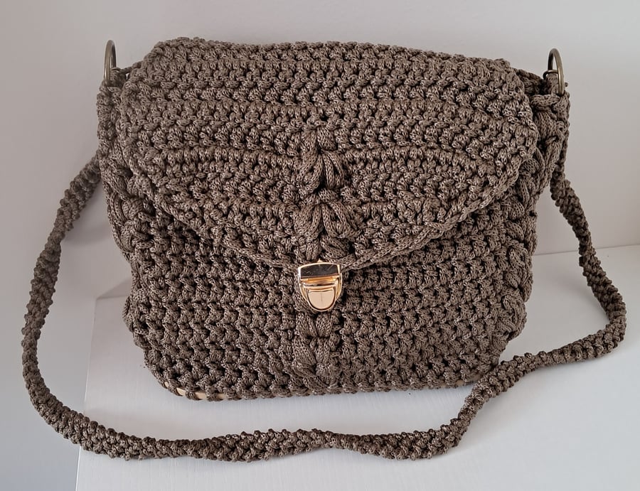 Brown Handmade Crocheted Handbag