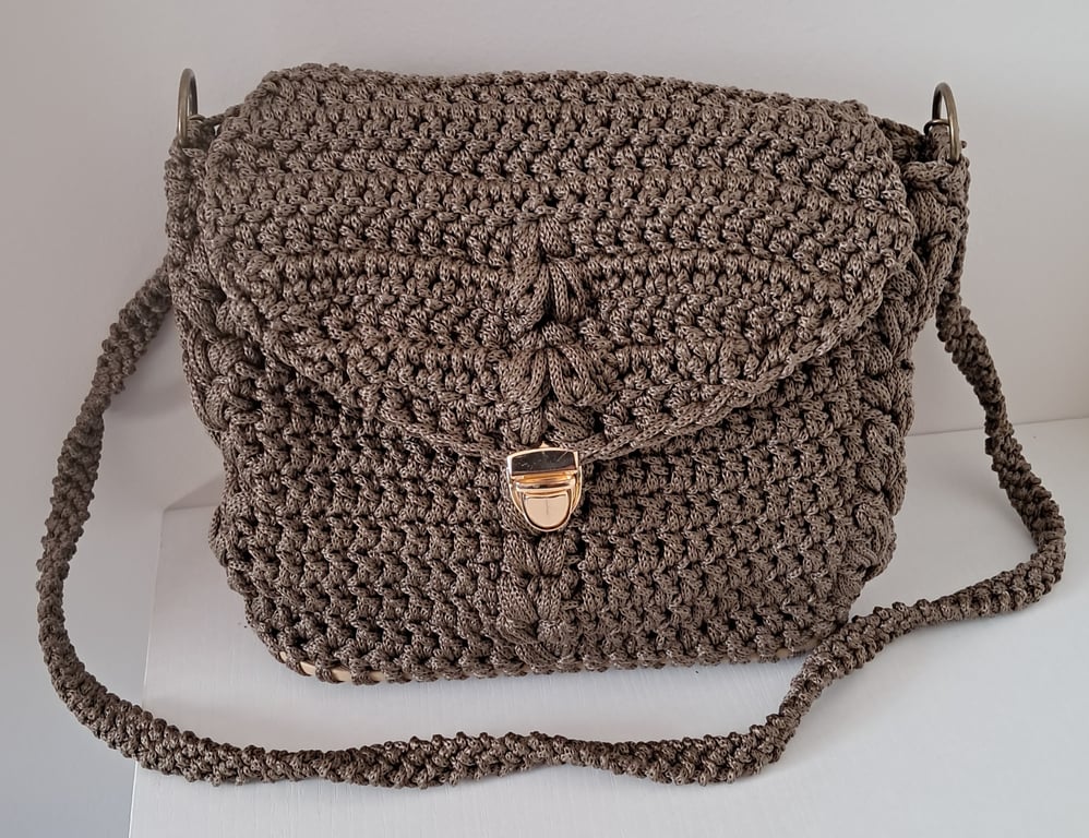 Brown Handmade Crocheted Handbag