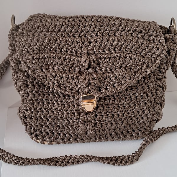 Brown Handmade Crocheted Handbag