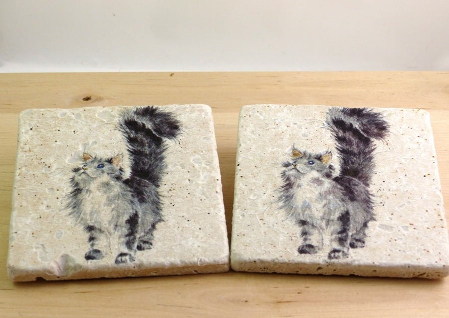 Marble 'Cat' Coasters