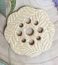 Yellow Embossed Ceramic Flower Arranging Frog (9 hole) - Image 5