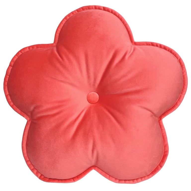Salmon Pink Velvet Flower Shaped Cushion Decorative Throw Pillow Nursery Decor