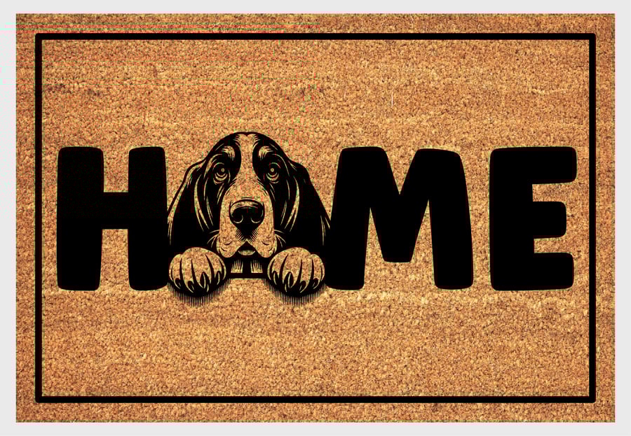 Basset Hound Home Door Mat - Basset Hound Welcome Mat - 3 Sizes
