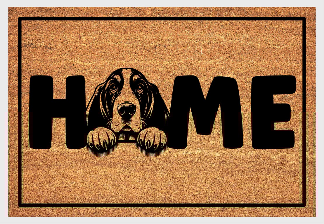 Basset Hound Home Door Mat - Basset Hound Welcome Mat - 3 Sizes