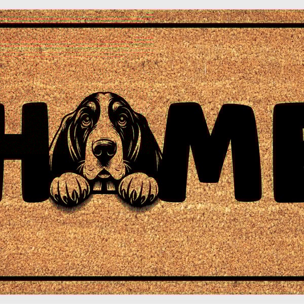 Basset Hound Home Door Mat - Basset Hound Welcome Mat - 3 Sizes