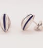 Silver coffee bean shaped stud earrings - Image 1