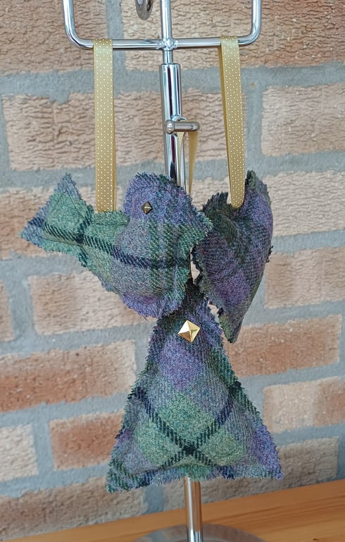 Christmas Decorations set of 3 rustic wool tweed tree hanging decorations