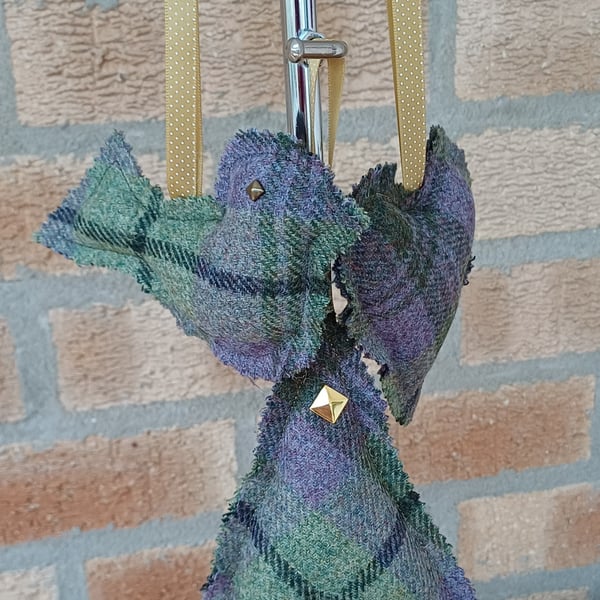 Christmas Decorations set of 3 rustic wool tweed tree hanging decorations